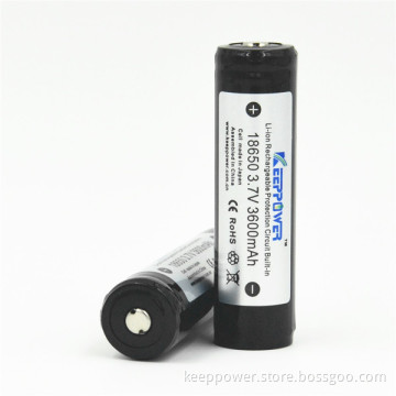 KeepPower protected li-ion battery 18650 3600mah 3.7v
